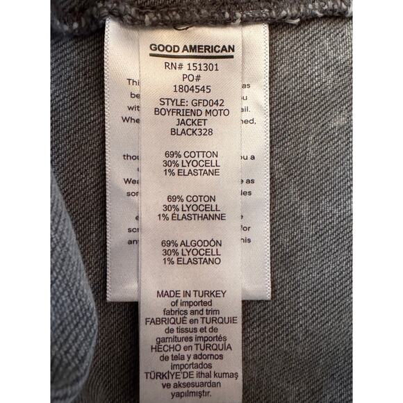 Good American Boyfriend Moto Jacket – Size 6 / 3XL - Black Stone Wash – NWT - Picture 8 of 11